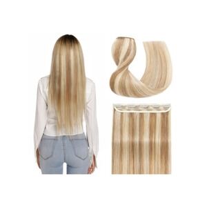 18 in‎ Remy Human Hair Clip In Extension Golden Brown Bleach Blonde 5 Clips 90g